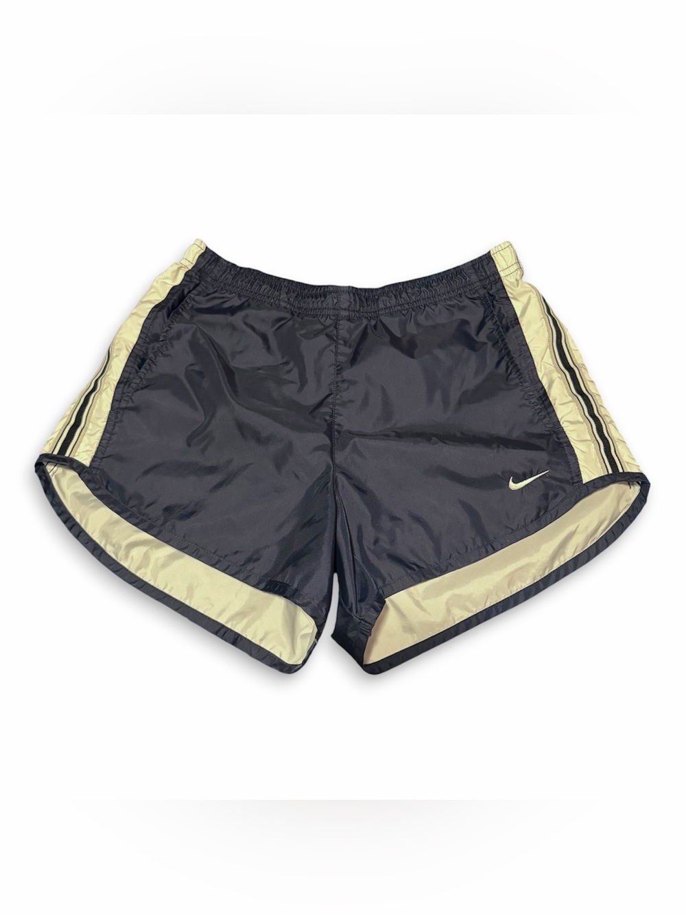 VTG Nike Navy White Running Nylon Shorts Unlined